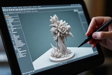 Digital sculpting software interface with a 3D model