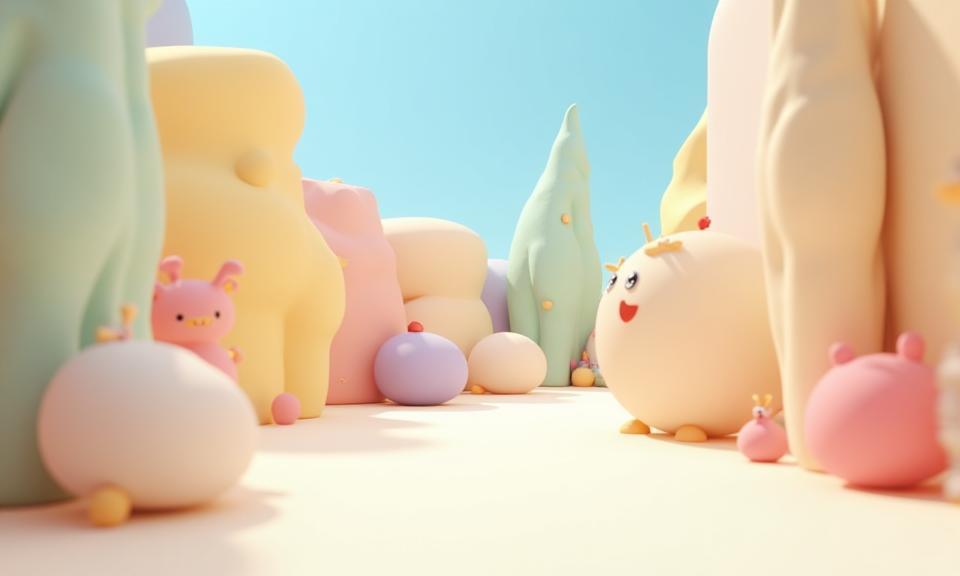 Screenshot of a low-poly stylized scene created by a student